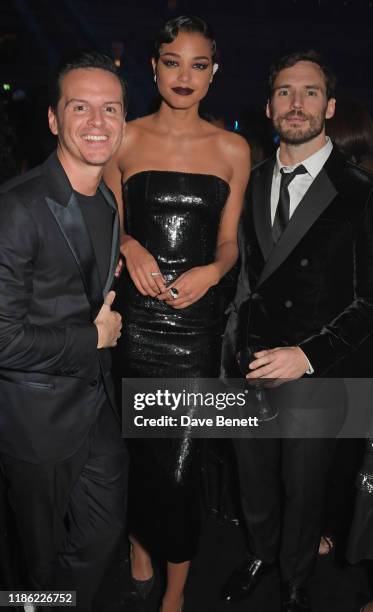 Andrew Scott, Ella Balinska and Sam Claflin attend the VIP dinner at The Fashion Awards 2019 held at Royal Albert Hall on December 2, 2019 in London,...