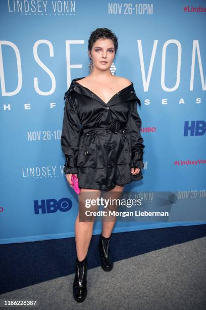 Camren Bicondova arrives at the premiere of HBO's "Lindsey Vonn: The Final Season" at Writers Guild Theater on November 07, 2019 in Beverly Hills,...