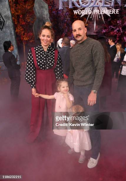 Erika Christensen, Cole Maness and family attend the premiere of Disney's "Frozen 2" at Dolby Theatre on November 07, 2019 in Hollywood, California.
