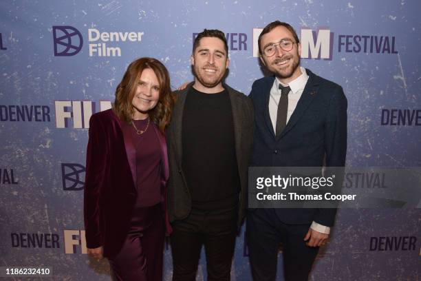 Denver Film Festival Director Britta Erickson with "Waves" Director Trey Edward Shults and DFF Artistic Director Matthew Campbell on the red carpet...