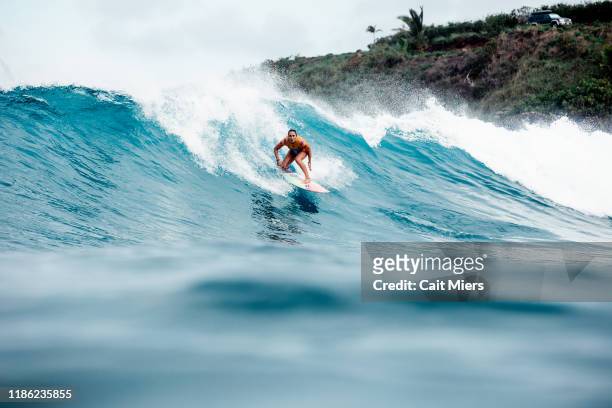 Three-time WSL Champion Carissa Moore of Hawaii wins her Fourth World Title at the 2019 Lululemon Maui Pro at Honolua Bay on December 2, 2019 in...