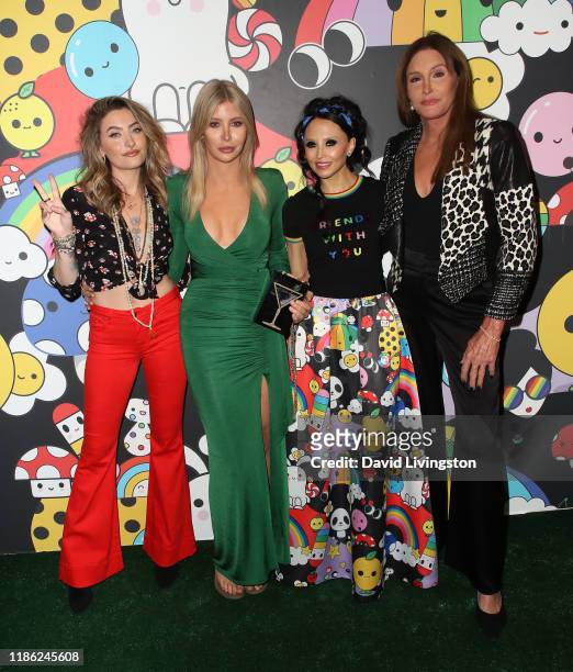 Paris Jackson, Sophia Hutchins, Stacey Bendet and Caitlyn Jenner attend the alice + olivia by Stacey Bendet x FriendsWithYou Collection LA launch...