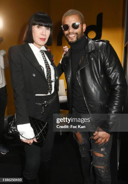 Designer Chantal Thomass and dancer Brahim Zaibat attend the Red X BHV Marais Ephemere Boutique Launch Party on November 07, 2019 in Paris, France.