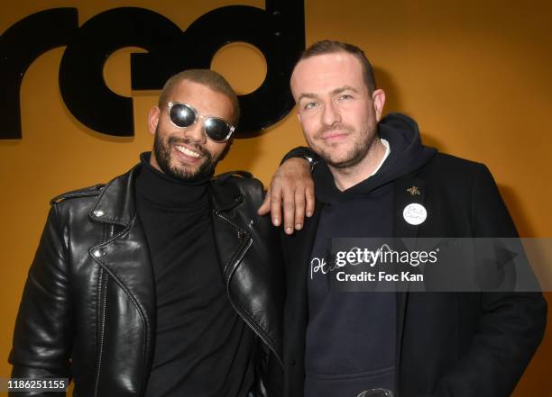 Dancer Brahim Zaibat and Thibault Courtois d’Aubery attend the Red X BHV Marais Ephemere Boutique Launch Party on November 07, 2019 in Paris, France.