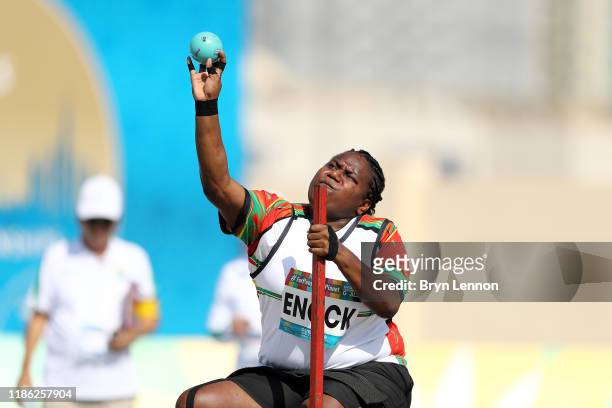 Elie Enock of Vanuatu throws in the Women's Shot Put F57 during Day Two of the IPC World Para Athletics Championships 2019 Dubai on November 08, 2019...