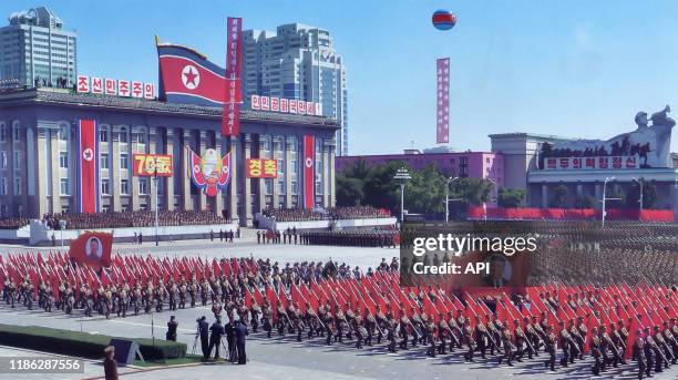 La parade de l'anniversaire des 70 ans de la création de la Corée du Nord à Pyongyang, le 9 septembre 2018, Corée du Nord.