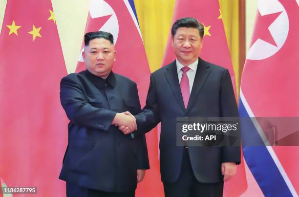 Rencontre entre Kim Jong-un et Xi Jinping à Pyongyang, en septembre 2018, Corée du Nord.