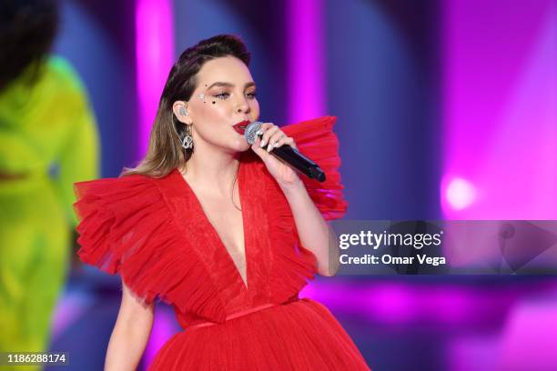 Mexican singer Belinda performs on stage during Premios de la Radio 2019 at Verizon Theater on November 7, 2019 in Grand Prairie, Texas.
