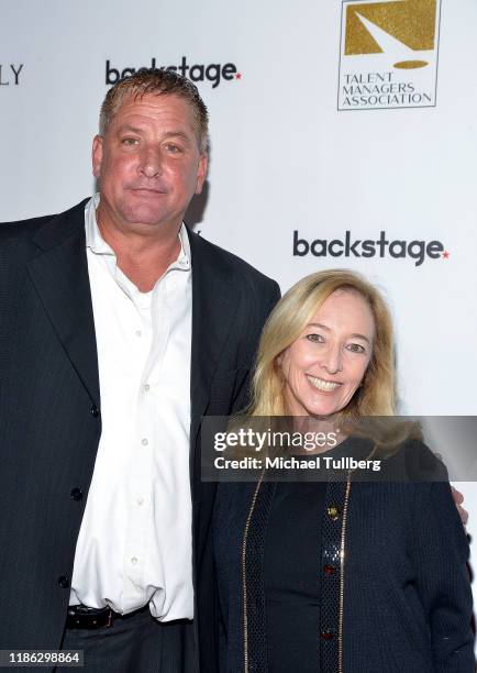 Bobby Lopez and Lauren Green attend the 15th Annual Heller Awards at Taglyan Complex on November 07, 2019 in Los Angeles, California.