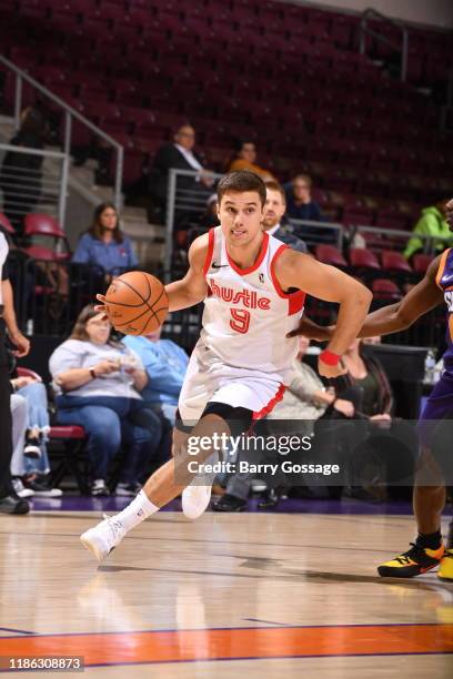 Dusty Hannahs of the Memphis Hustle drives against the Northern Arizona Suns on December 3 at the Findlay Toyota Center in Prescott Valley, Arizona....