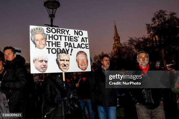 Crowds of people marched from Trafalgar Square to Buckingham Palace in protest of military activity of US President Donald Trump with support of NATO...