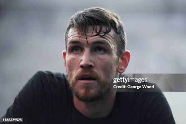 Callum Smith looks on during the Callum Smith Media Workout on November 08, 2019 in Bolton, England.