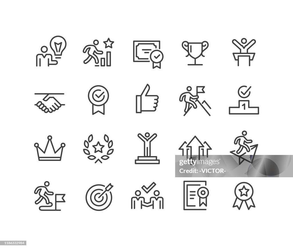 Success and Motivation Icons - Classic Line Series