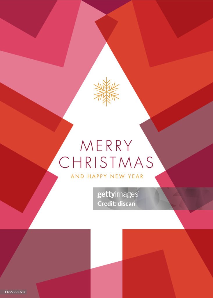 Greeting card with geometric Christmas Tree - Invitation