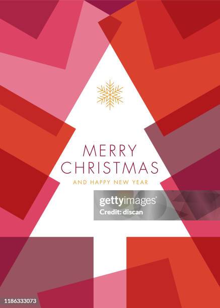 greeting card with geometric christmas tree - invitation - geometric christmas stock illustrations