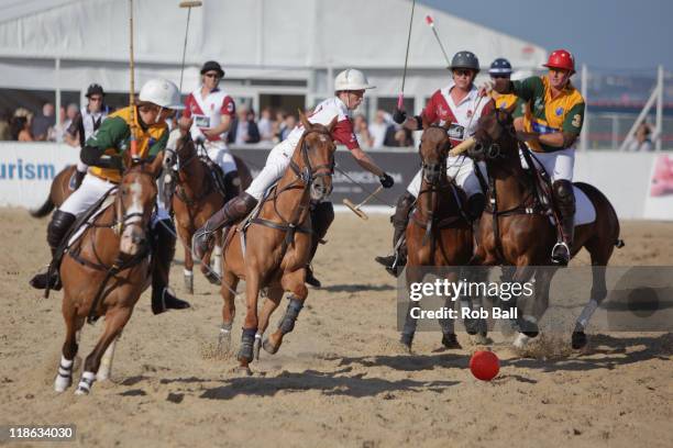 General views of England playing Australia at the British Beach Polo Championships at Sandbanks Beach on July 9, 2011 in Poole, England.