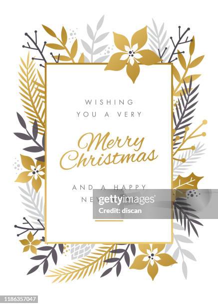 christmas card design with flowers frame. - poinsettia stock illustrations