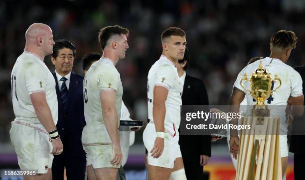 Henry Slade of England, looks dejected after their defeat during the Rugby World Cup 2019 Final between England and South Africa at International...