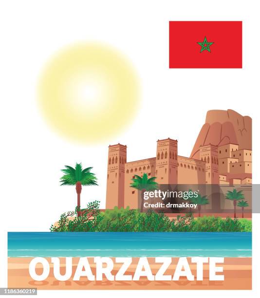 morocco travel - casbah stock illustrations