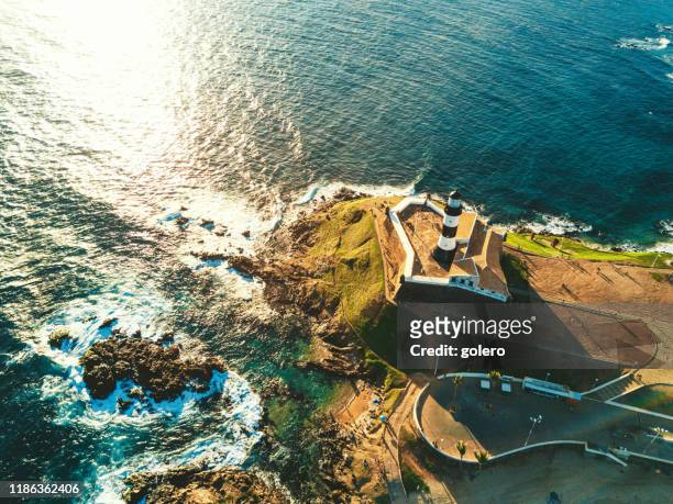 drone view on lighthouse bar in salvador da bahia - salvador stock pictures, royalty-free photos & images