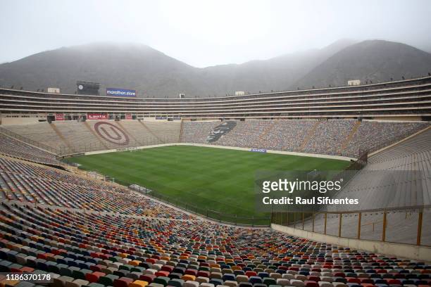 General view of Estadio Monumental de Lima on November 08, 2019 in Lima, Peru. As a result of the protests and social unrest that started on October...