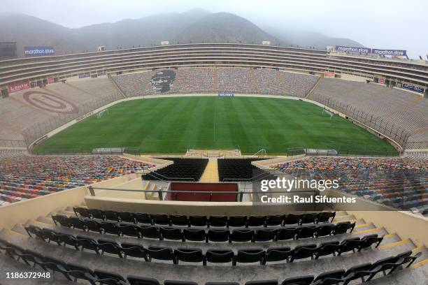 General view of Estadio Monumental de Lima on November 08, 2019 in Lima, Peru. As a result of the protests and social unrest that started on October...