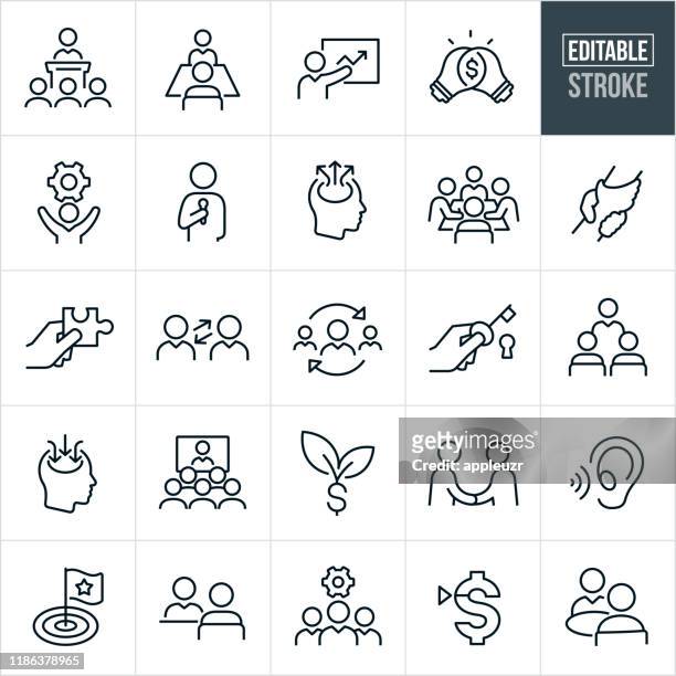 consulting thin line icons - editable stroke - efficiency stock illustrations
