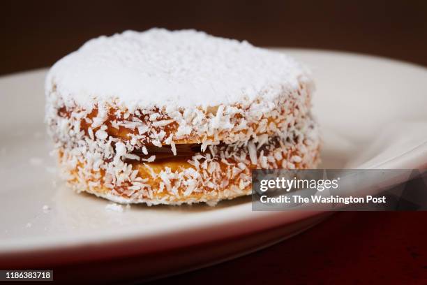 Alfajor, a traditional dulce de leche sandwich cookie, photographed at Silpanchos House in Alexandria, VA on December 1, 2019. .