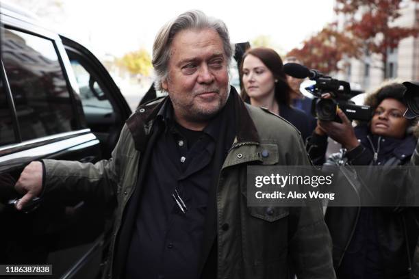 Former White House senior counselor to President Donald Trump Steve Bannon leaves the E. Barrett Prettyman United States Courthouse after he...