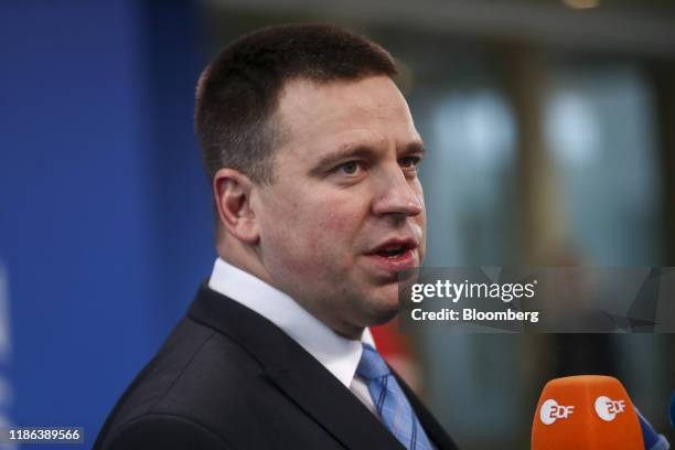 Juri Ratas, Estonia's prime minister, arrives for a North Atlantic Treaty Organisation Leaders' meeting at the Grove Hotel near Watford, U.K., on...