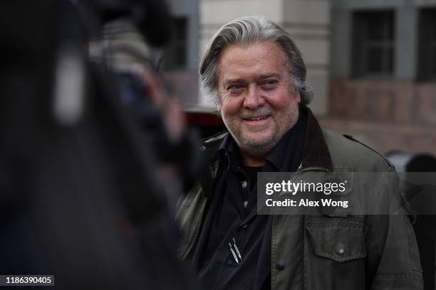 Former White House senior counselor to President Donald Trump Steve Bannon leaves the E. Barrett Prettyman United States Courthouse after he...