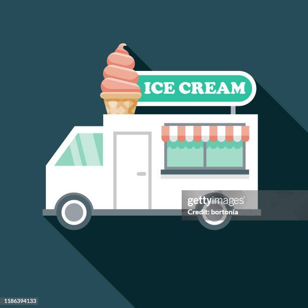 ilustraciones, imágenes clip art, dibujos animados e iconos de stock de icono de camión de helados - awning