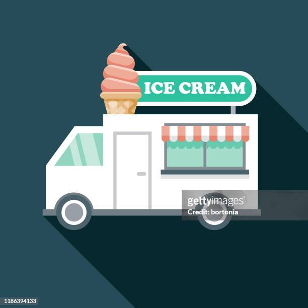 ilustrações, clipart, desenhos animados e ícones de ícone do caminhão do gelado - comida de rua