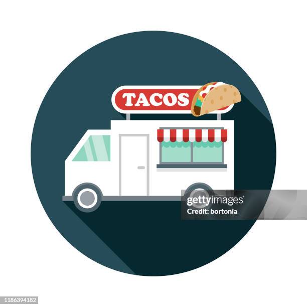 tacos food truck icon - taco truck window stock illustrations