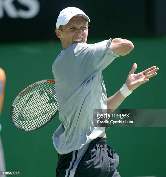 Nikolay Davydenko of Russia during his 2005 Australian Open Fourth Round match against Guillermo Canas of Argentina. Davydenko won in straight sets...