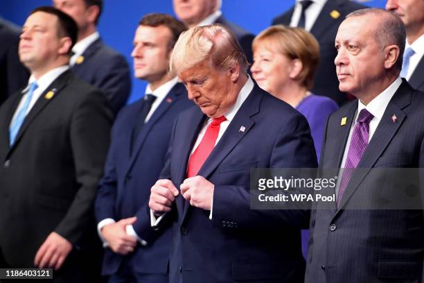President Donald Trump and Turkey President Recep Tayyip Erdogan during the annual NATO heads of government summit on December 4, 2019 in Watford,...