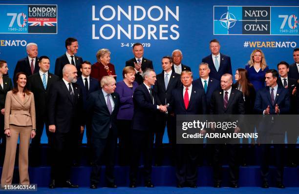 Nato heads of government : Belgium's Prime Minister Sophie Wilmes, Albania's Prime Minister Edi Rama, Britain's Prime Minister Boris Johnson, NATO...