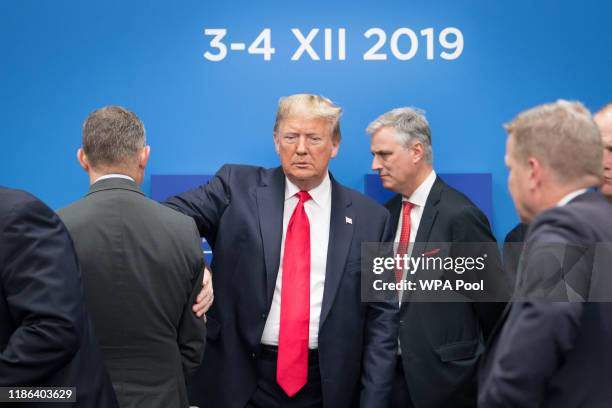 President Donald Trump during the annual Nato heads of government summit on December 4, 2019 in Watford, England. France and the UK signed the Treaty...