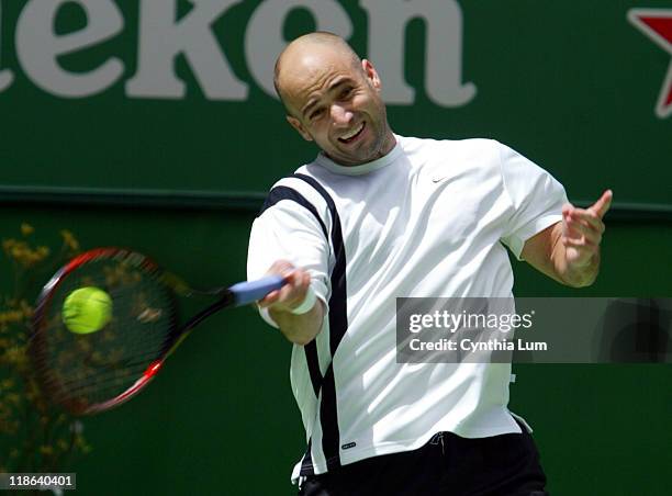 Andre Agassi defeated Hyung-Taik Lee 6-1, 6-0, 6-0.