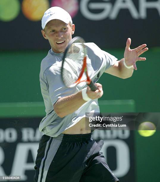 Nikolay Davydenko of Russia during his 2005 Australian Open Fourth Round match against Guillermo Canas of Argentina. Davydenko won in straight sets...