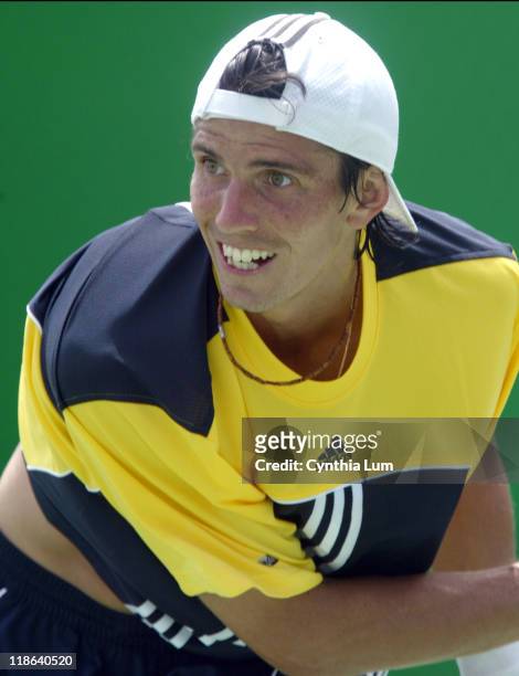 Juan Ignacio Chela of Argentina during his 2005 Australian Open second round match vs Gregory Carraz of France at Melbourne Park. Chela won 7-6, 6-2,...