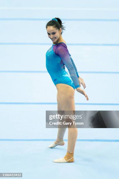 Abdul Had Farah Ann from Malaysia takes the Gold Medal in the Women's Floor Exercise Final of the Southeast Asian Games on December 04, 2019 in...