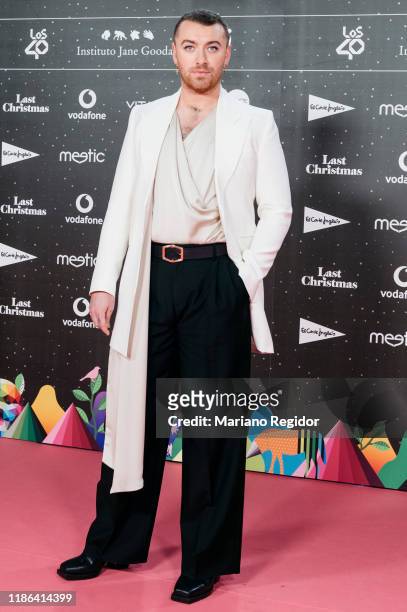 English singer and songwriter Sam Smith attends 'Los40 music awards 2019' photocall at Wizink Center on November 08, 2019 in Madrid, Spain.