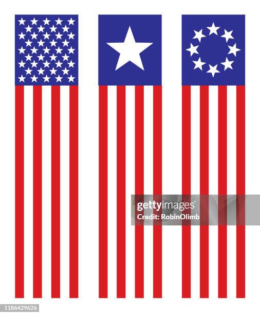 drei usa-flaggenbanner - american flag banner stock-grafiken, -clipart, -cartoons und -symbole