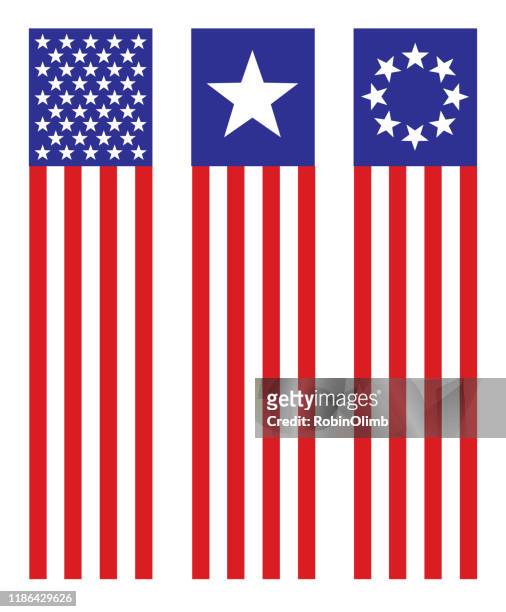 ilustrações de stock, clip art, desenhos animados e ícones de three usa flag banners - american flag banner