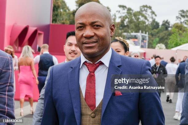 Former West Indian cricketer Brian Lara attends Stakes Day at Flemington Racecourse on November 09, 2019 in Melbourne, Australia.