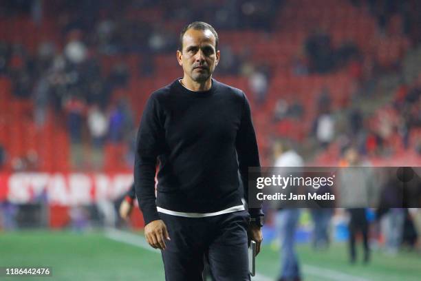 Oscar Pareja, coach of Tijuana during the 18th round match between Tijuana and Monterrey as part of the Torneo Apertura 2019 Liga MX at Caliente...