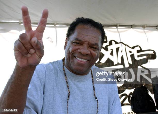 John Witherspoon looks on as Los Angeles Street Ballers compete for the chance to play against the 2004 Team AND1 on the blacktop of the The Great...