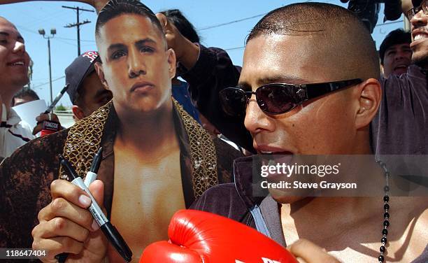 Fernando Vargas during Fernando Vargas-Fitz Vanderpool Pre-Fight Weigh-In at The Grand Olympic in Los Angeles, California, United States.