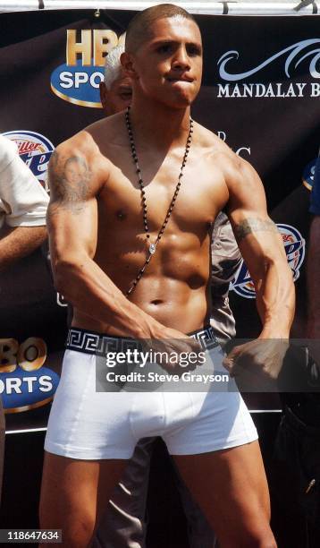 Fernando Vargas during Fernando Vargas-Fitz Vanderpool Pre-Fight Weigh-In at The Grand Olympic in Los Angeles, California, United States.
